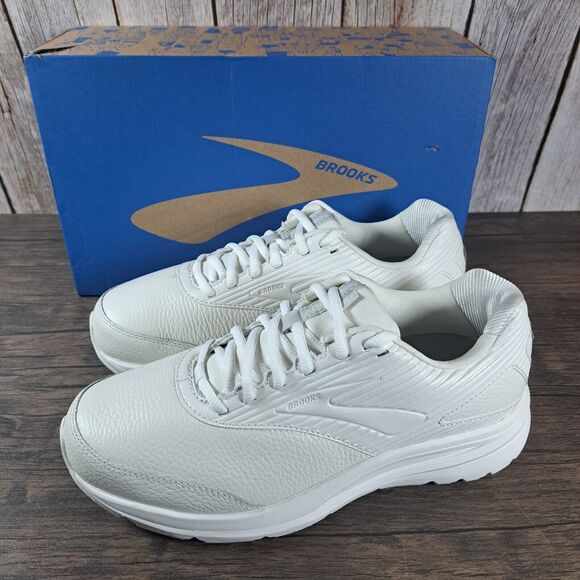 Brooks Addiction Walker 2 White Leather Walking Sneaker Women's Sz 9 EW 2E (NIB) - Picture 1 of 10